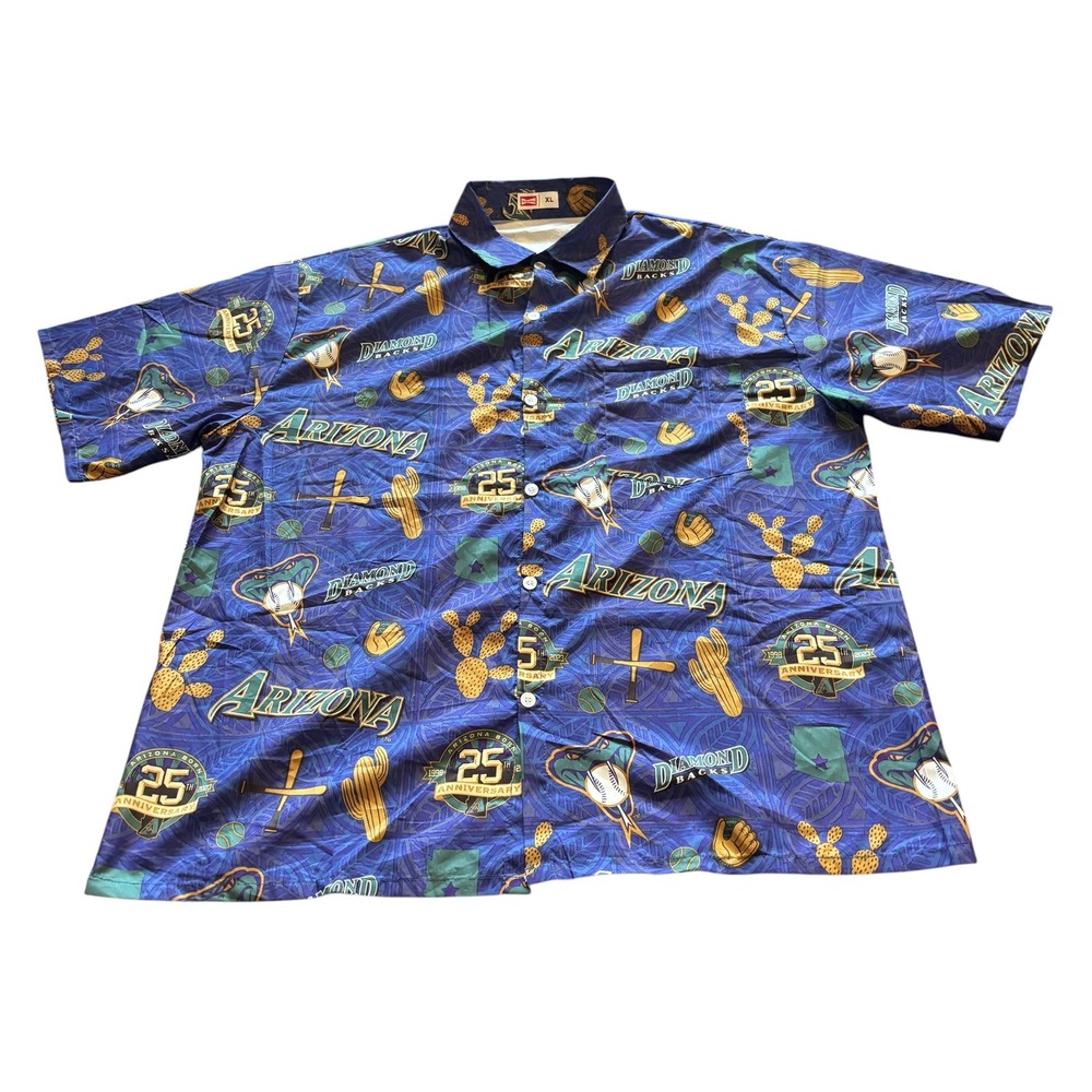 Budweiser Arizona Diamondbacks 25th Anniversary Blue Button Up Shirt Mens XL MLB